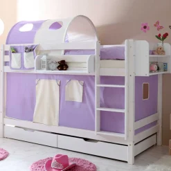 Weiß lackiertes Mädchen Etagenbett mit Bettkasten - Alcamo
