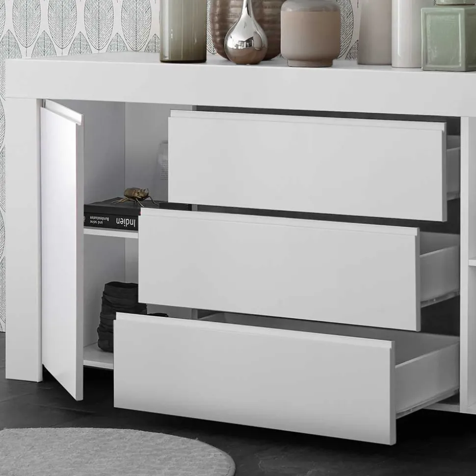 Weiß lackiertes Sideboard mit 184 cm Breite - Mikes I