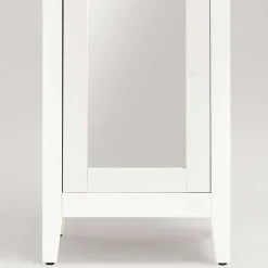 Weiß lasierter Hochschrank fürs Bad mit Spiegel - Lousias