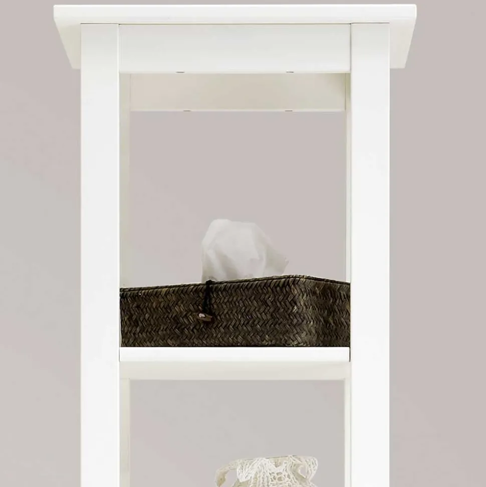 Weiß lasiertes Badezimmer Regal aus Kiefer massiv - Lousias