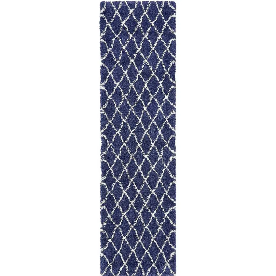 Weicher Läufer Teppich mit Hochflor in Blau - Tanko