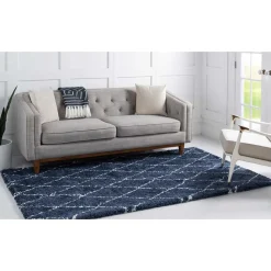 Weicher Läufer Teppich mit Hochflor in Blau - Tanko