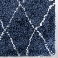 Weicher Läufer Teppich mit Hochflor in Blau - Tanko
