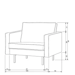 Weicher Sessel im kantigen Retro Design Nustra mit Samt Gelb
