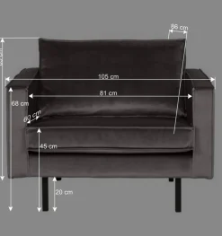 Weicher Sessel im kantigen Retro Design Nustra mit Samt Gelb