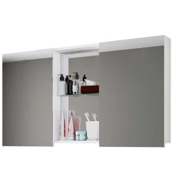 Weiße Badeinrichtung mit Doppel-Waschtisch - Matsu (vierteilig)