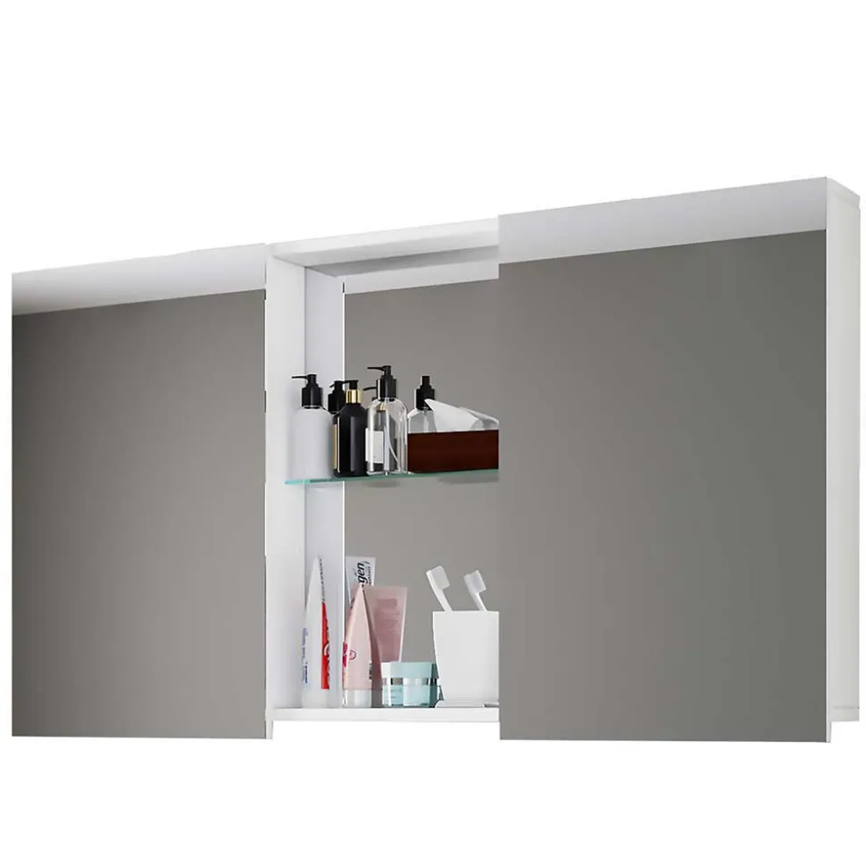 Weiße Badeinrichtung mit Doppel-Waschtisch - Matsu (vierteilig)