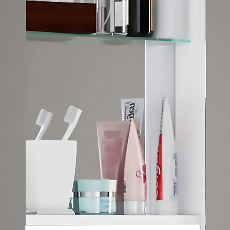 Weiße Badeinrichtung mit Doppel-Waschtisch - Matsu (vierteilig)