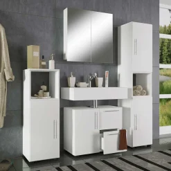 Weiße Badmöbel Kombi Set - Sua (vierteilig)
