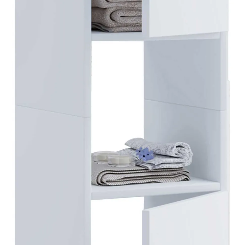 Weiße Badmöbel Kombination Set - Sua (vierteilig)