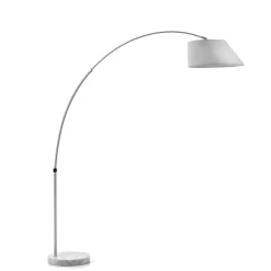 Weiße Bogenlampe mit Stoffschirm - Valnut