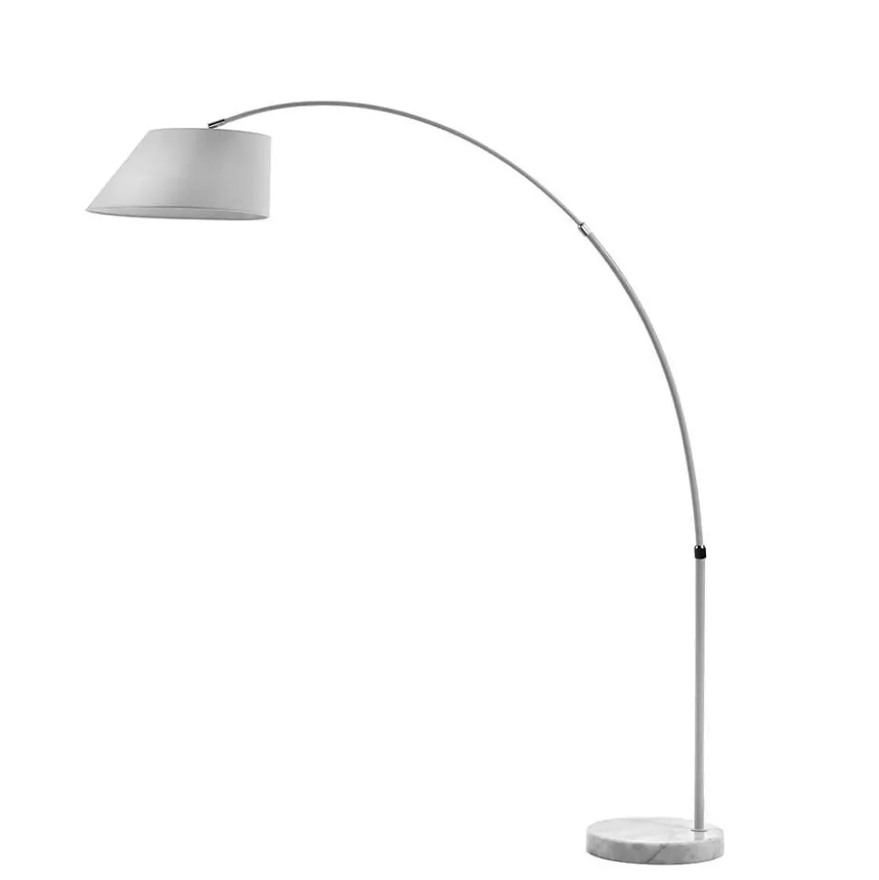 Weiße Bogenlampe mit Stoffschirm - Valnut