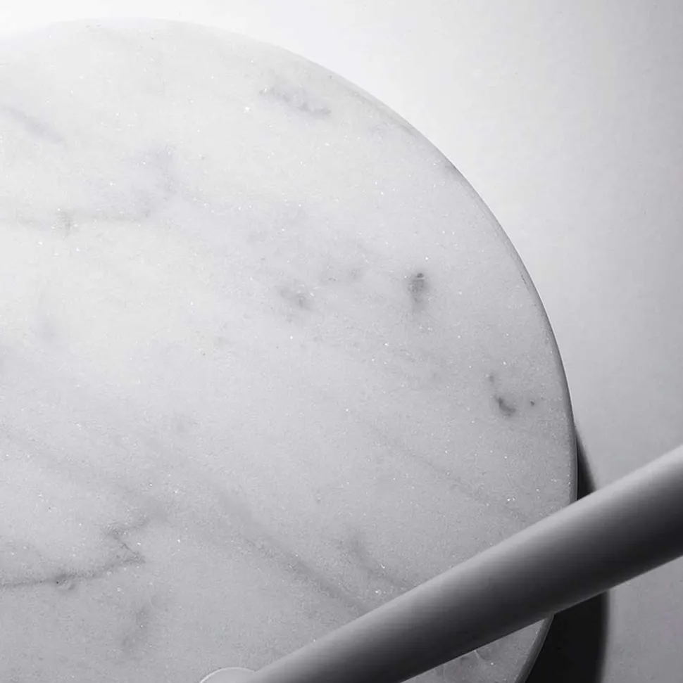 Weiße Bogenlampe mit Stoffschirm - Valnut