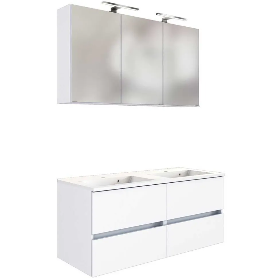 Weiße Doppelwaschplatz Kombi - Vandan (zweiteilig)