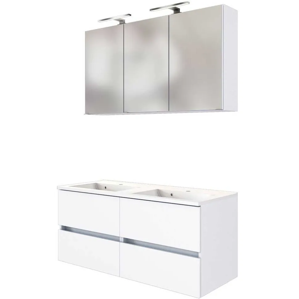 Weiße Doppelwaschplatz Kombi - Vandan (zweiteilig)