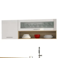 Weiße Einbauküche 330 cm breit - Cuneo II (neunteilig)