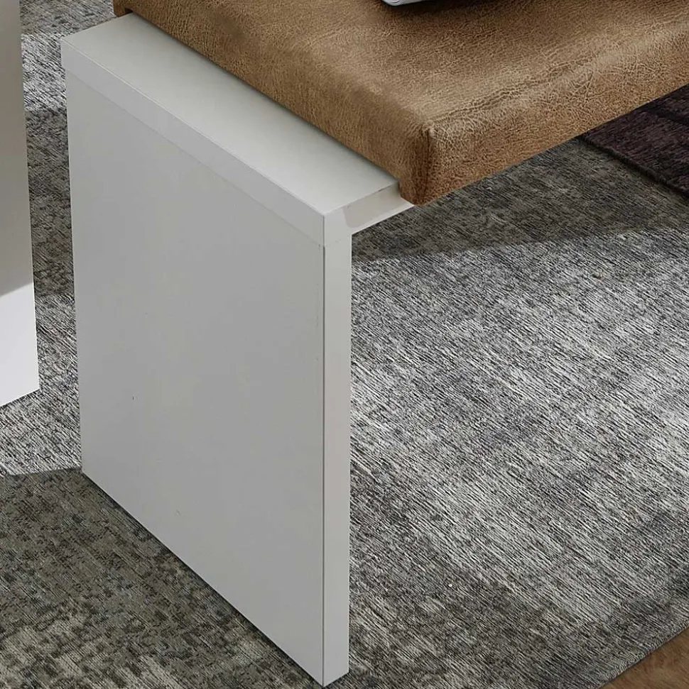 Weiße Esstisch Bank mit Sitzkissen - Connassa