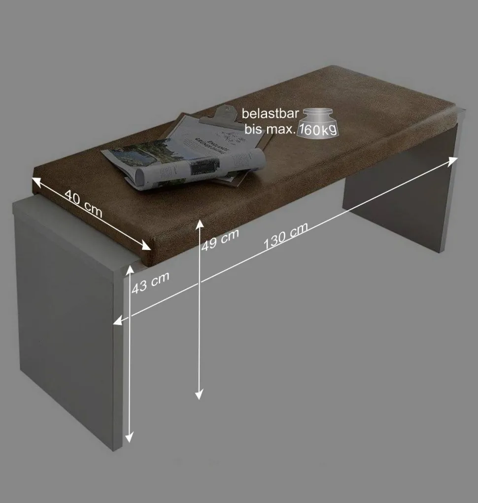 Weiße Esstisch Bank mit Sitzkissen - Connassa