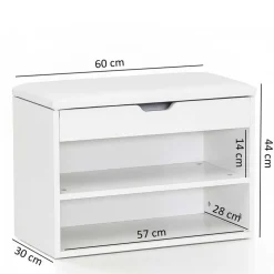 Weiße Flur Bank mit Schuhregal Guaran & Stauraum