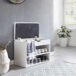 Weiße Flur Bank mit Schuhregal Guaran & Stauraum