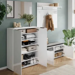 Weiße Flureinrichtung mit Glasbeschichtung - Kofi (fünfteilig)