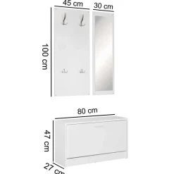 Weiße Garderobenmöbel Set - Mats (dreiteilig)