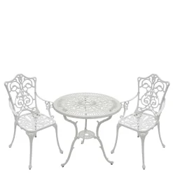 Weiße Gartenmöbel aus Metall Aluminium - Leano (dreiteilig)