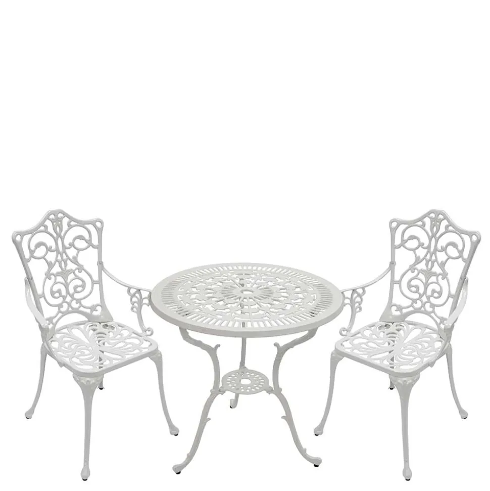 Weiße Gartenmöbel aus Metall Aluminium - Leano (dreiteilig)