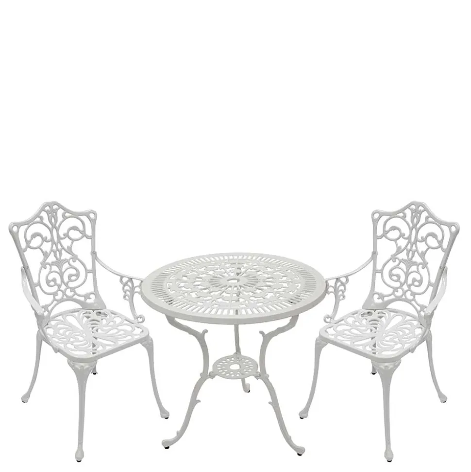 Weiße Gartenmöbel aus Metall Aluminium - Leano (dreiteilig)