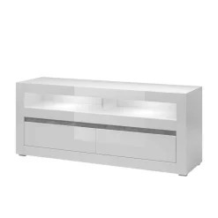 Weiße Hochglanzmöbel für das Wohnzimmer Mextra optional mit LED (vierteilig)