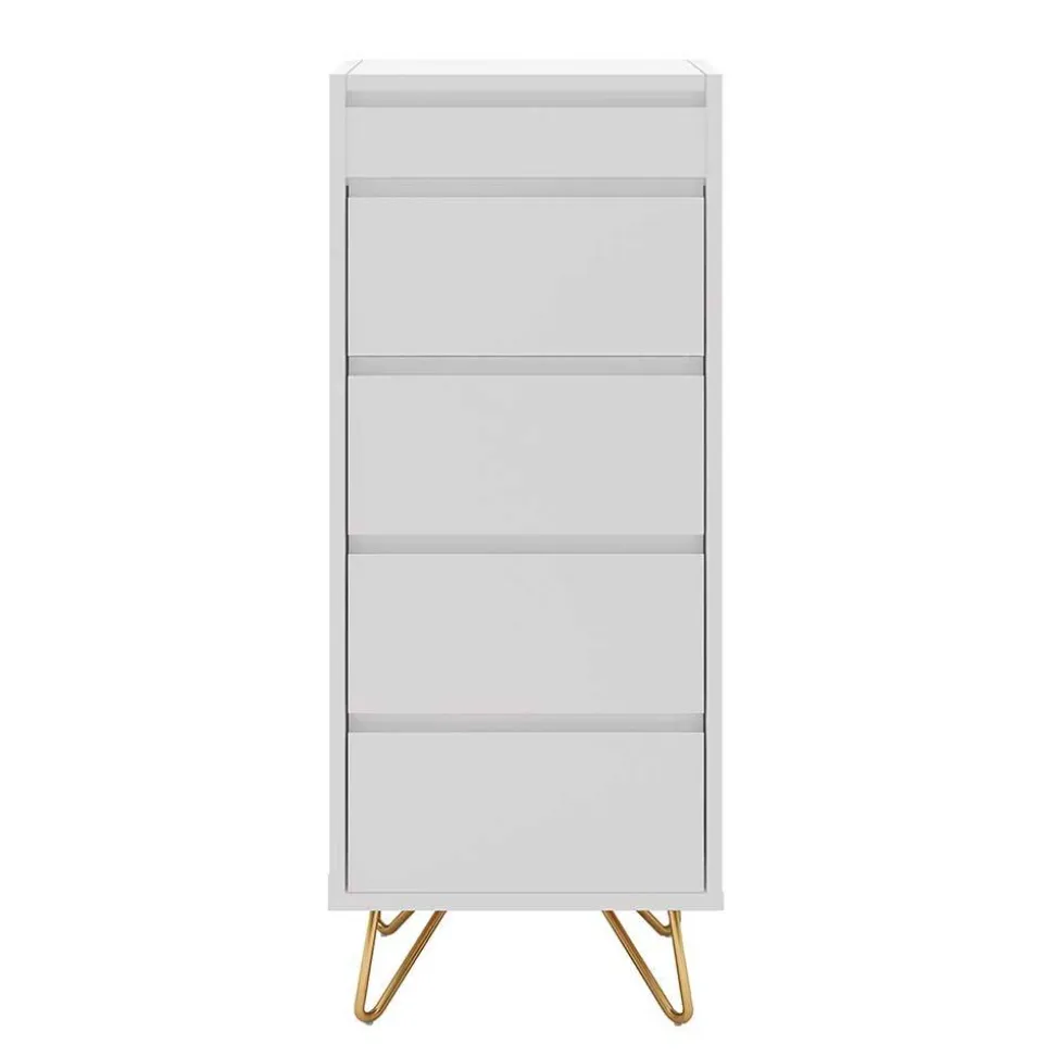 Weiße Hochkommode mit Spiegel aufklappbar - Ricks