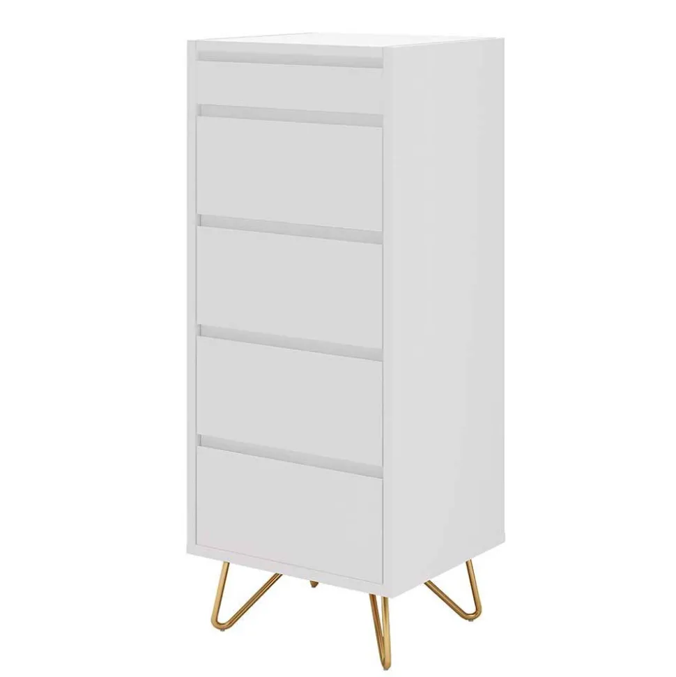 Weiße Hochkommode mit Spiegel aufklappbar - Ricks