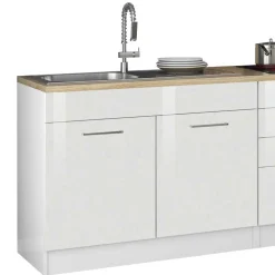 Weiße Küchenzeile ohne Elektrogeräte - Cuneo (neunteilig)