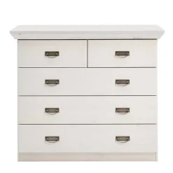 Weiße Kiefernholz Kommode mit Metallgriffen - Satumare