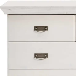 Weiße Kiefernholz Kommode mit Metallgriffen - Satumare