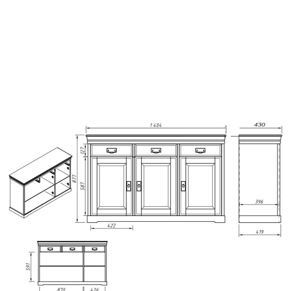 Weiße Kombi-Kommode im Landhausstil - Presto