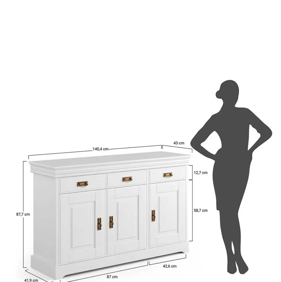 Weiße Kombi-Kommode im Landhausstil - Presto