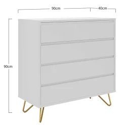Weiße Kommode mit niedrigen Haarnadel Beinen - Vair