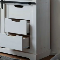 Weiße Kommode mit Schiebetür & Schubladen - Kuito