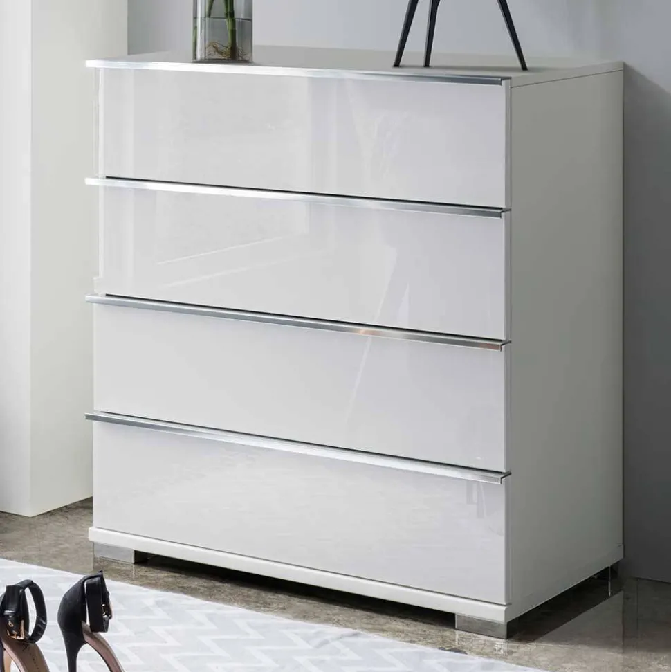 Weiße Kommode mit vier Schubladen - Rocca