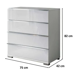 Weiße Kommode mit vier Schubladen - Rocca