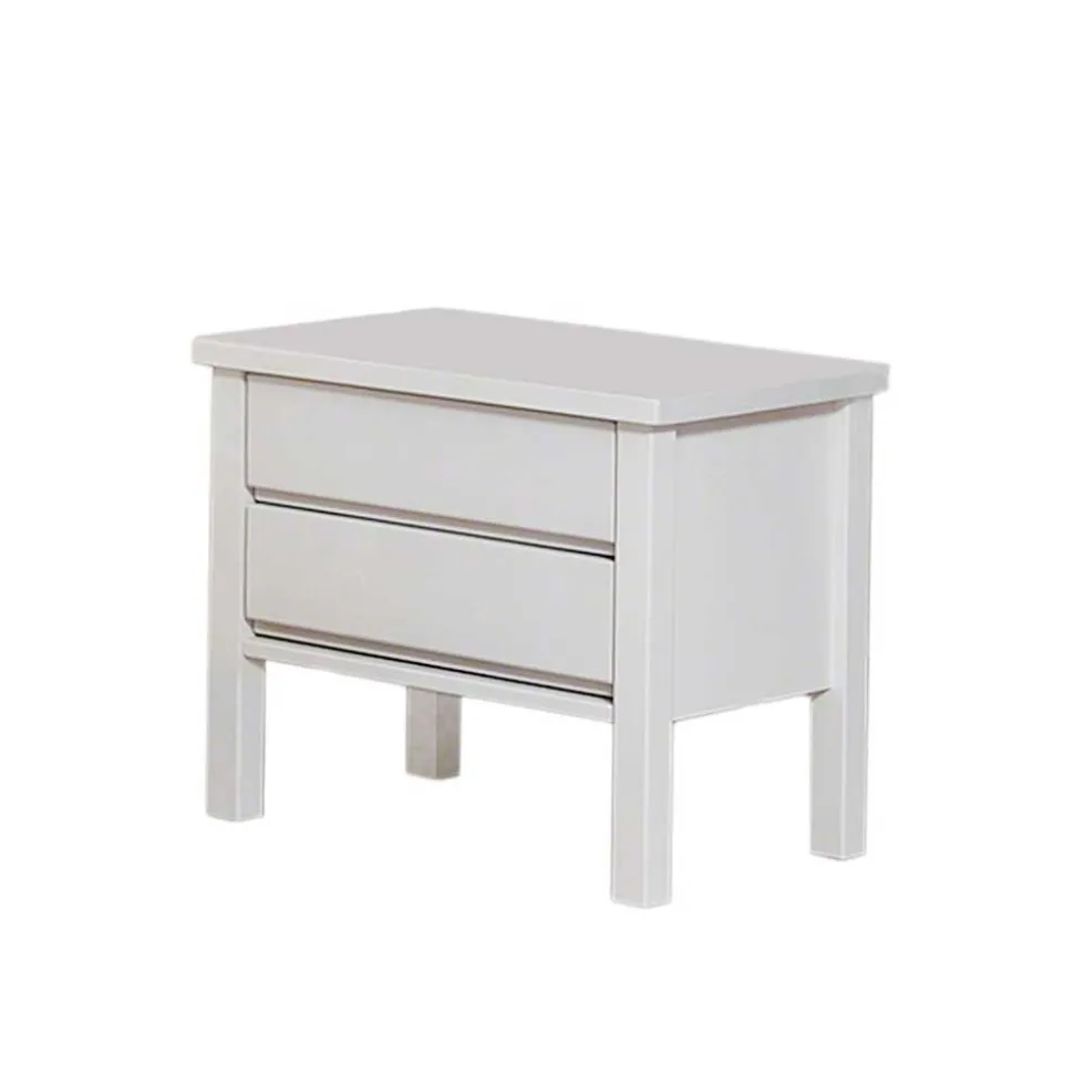 Weiße Nachtkommode mit 2 Schubladen Vanilla aus Buche massiv