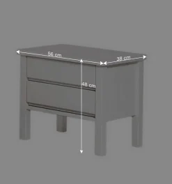 Weiße Nachtkommode mit 2 Schubladen Vanilla aus Buche massiv