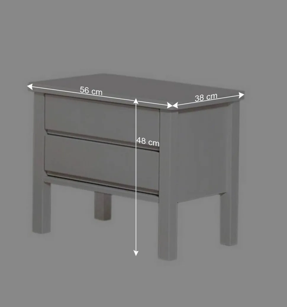 Weiße Nachtkommode mit 2 Schubladen Vanilla aus Buche massiv