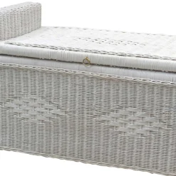 Weiße Rattan Truhe - auch zum Sitzen - Ravencos
