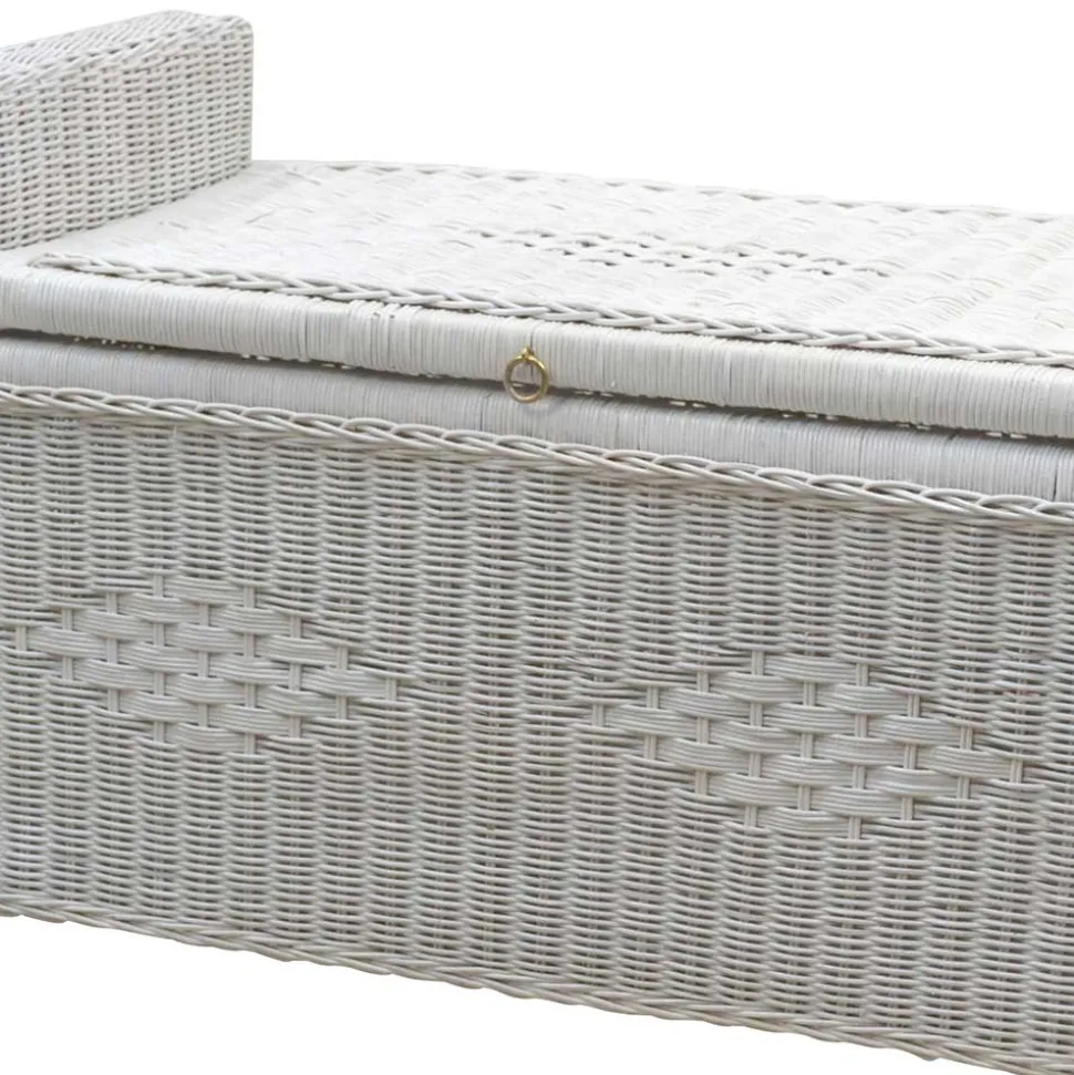 Weiße Rattan Truhe - auch zum Sitzen - Ravencos