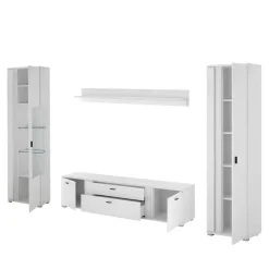 Weiße TV Anbauwand Möbelset - Tirol (vierteilig)