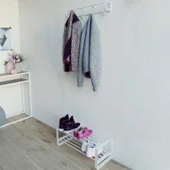 Weiße Wandgarderobe & Schuhbank - Torosma I (zweiteilig)