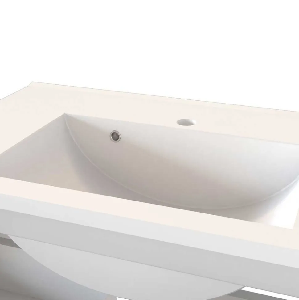 Weiße Waschkonsole & Spiegelschrank - Livendas (zweiteilig)