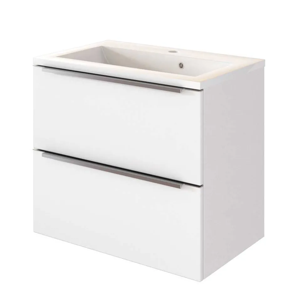 Weiße Waschkonsole & Spiegelschrank - Livendas (zweiteilig)